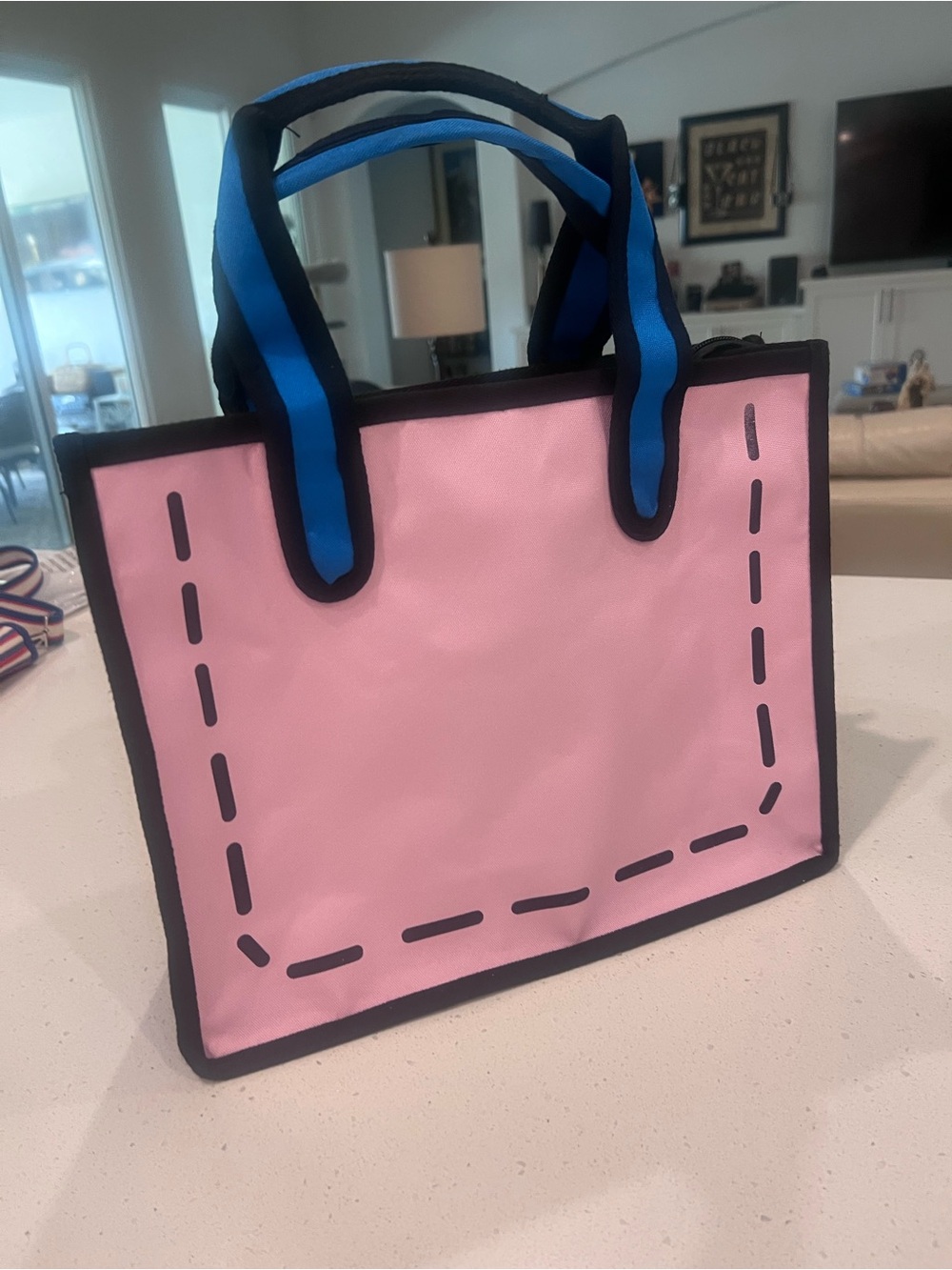 Two-Tone Pink and Blue Neoprene Tote